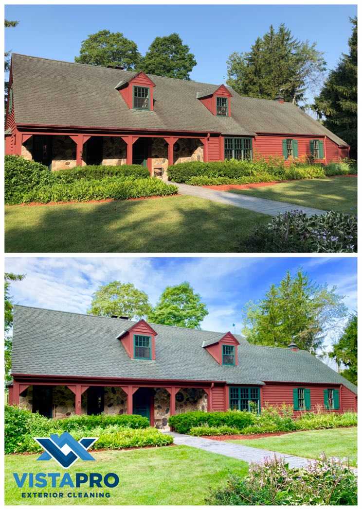 Asphalt roof that was cleaned close to Lake Michigan.