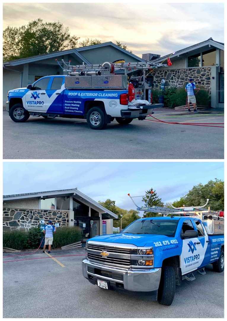 Vista Pro work truck in action at a commercial property.