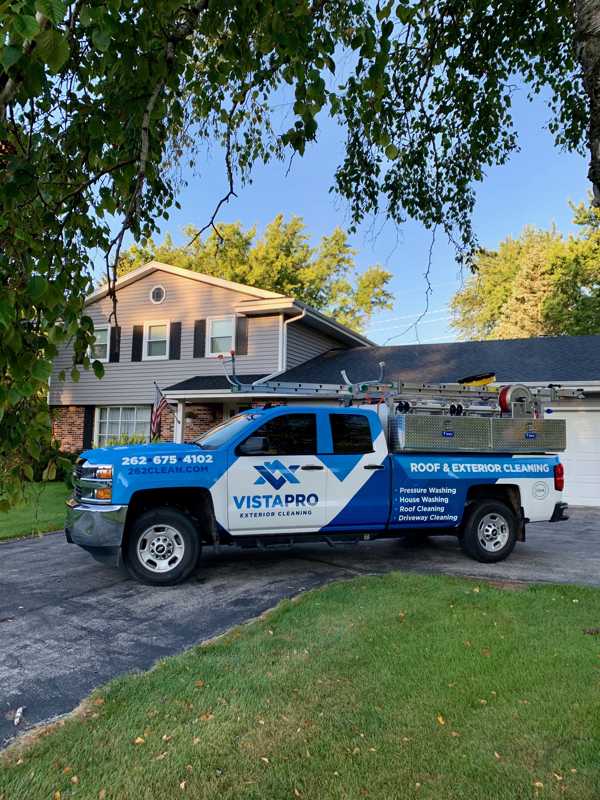 Wrapped truck sitting at a residence in Cedarburg