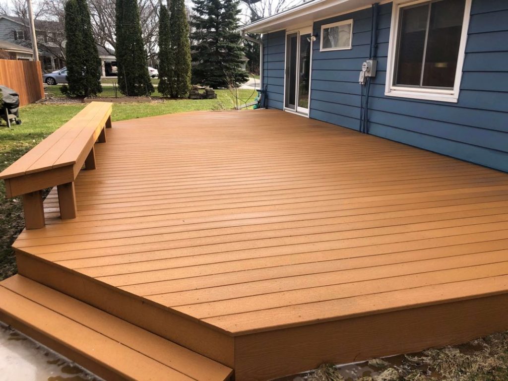 After result of a composite deck washing.